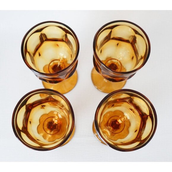 4 Vintage Libbey Amber Ashburton Steam Wine Cocktail Glasses Barware - Picture 4 of 4